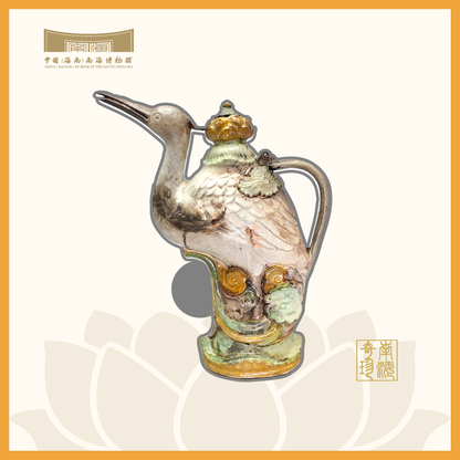 Elegant Four-Color Glazed Heron-Shaped Pot Magnet