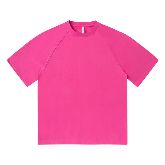Pink Drop Shoulder Cotton Crew Neck T-shirts